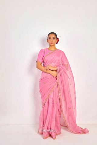 Kavi Pink Mul Chanderi Saree