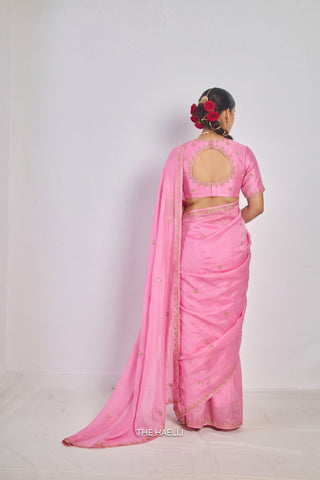 Kavi Pink Mul Chanderi Saree