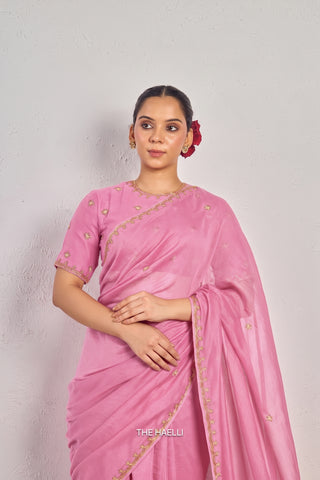 Kavi Pink Mul Chanderi Saree