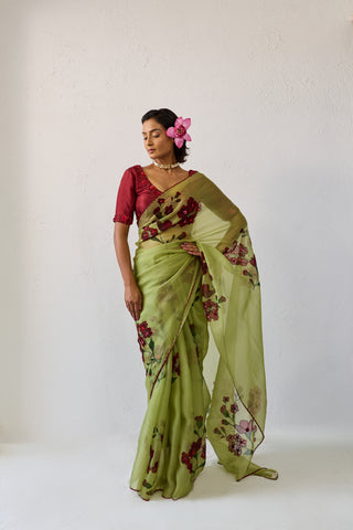Piya Green Organza Silk Saree