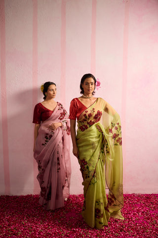 Piya Green Organza Silk Saree