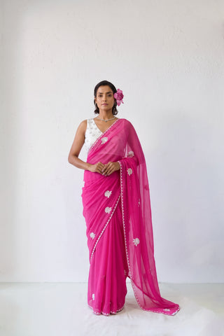 Hoor Magenta Chiffon Silk Saree