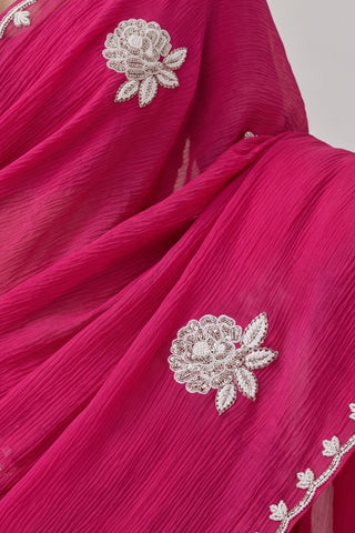 Hoor Magenta Chiffon Silk Saree