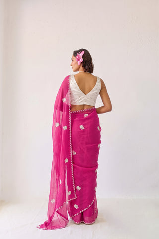 Hoor Magenta Chiffon Silk Saree