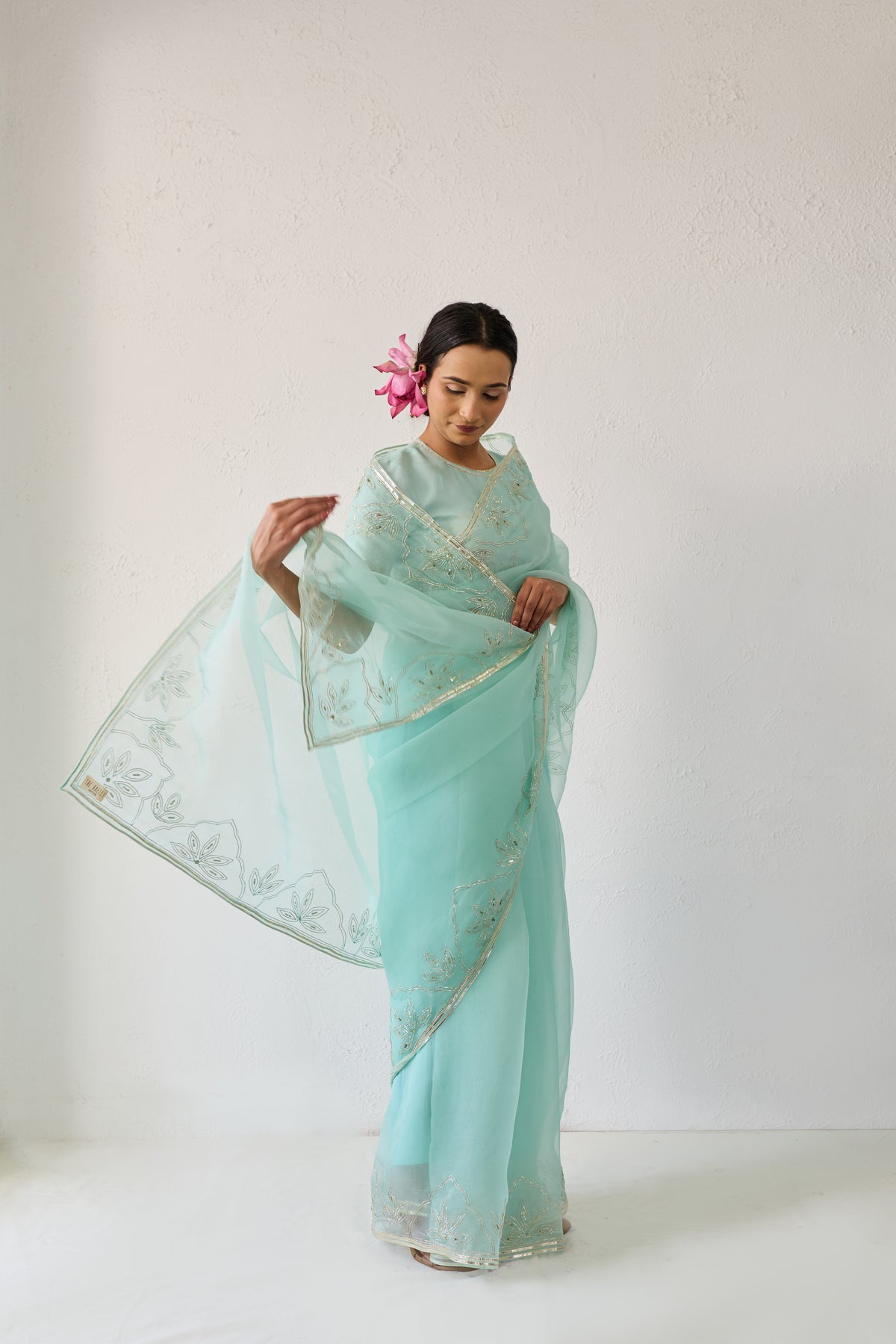 Jalpari Mint Organza Silk Saree