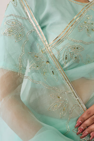 Jalpari Mint Organza Silk Saree