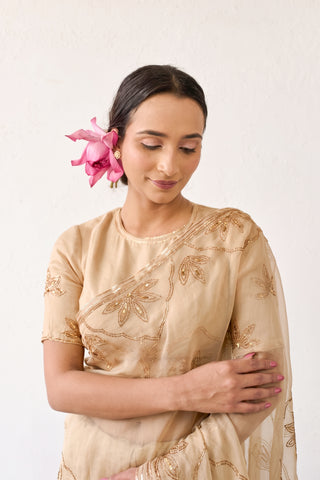 Jalpari Beige Tussar Silk Saree