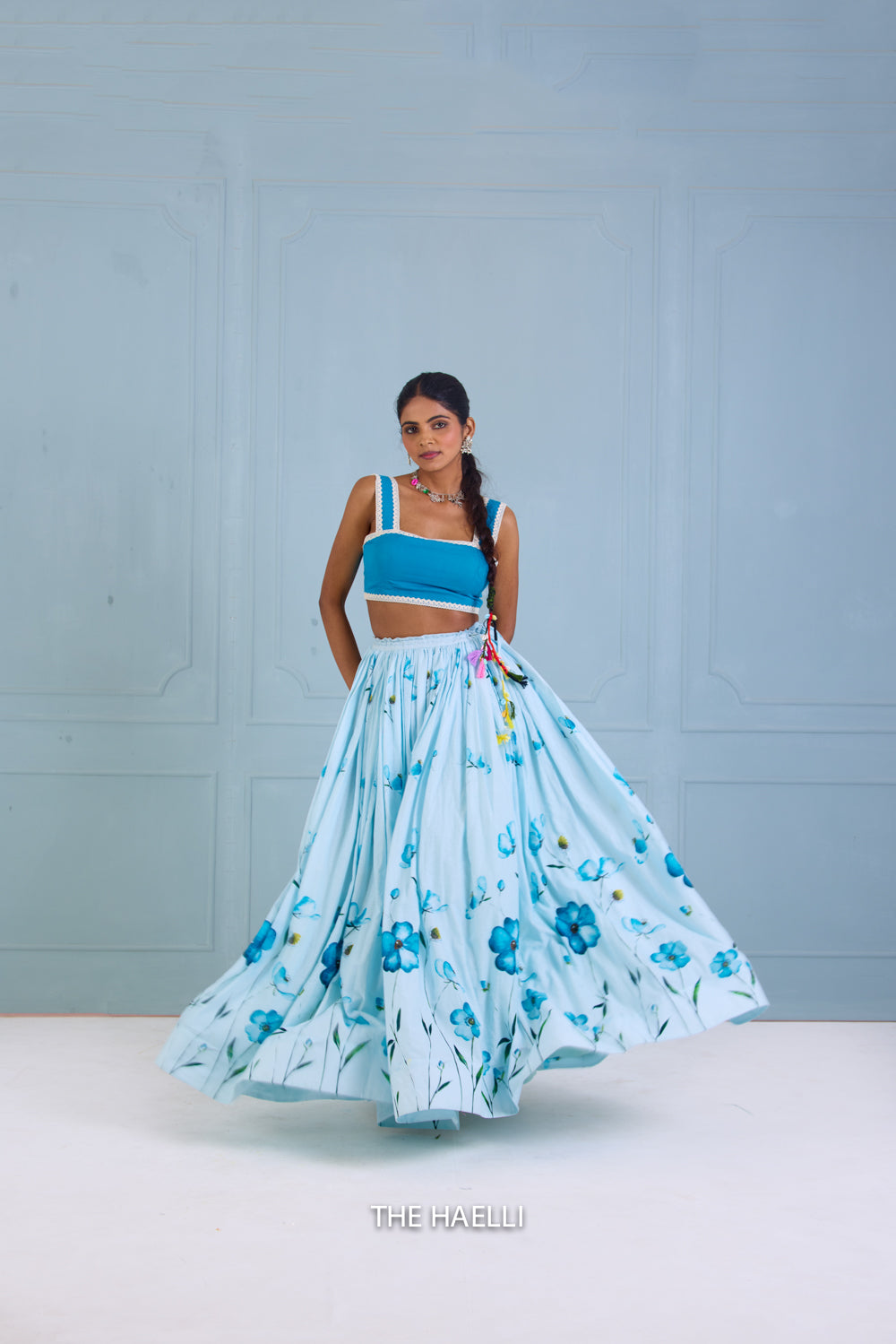 Skarut Rabia Blue Shaded Cotton Skirt – The Haelli