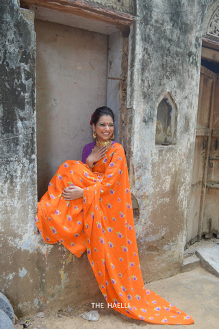 Tangerine Cotton Saree