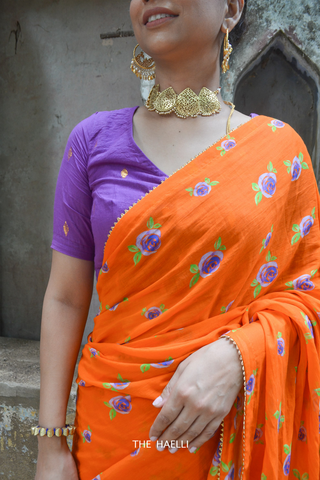 Tangerine Cotton Saree