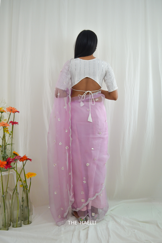 Princess Lilac Organza Silk Saree