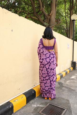 Wild Roses Georgette Purple Saree