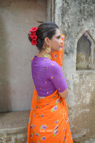 Tangerine Cotton Saree