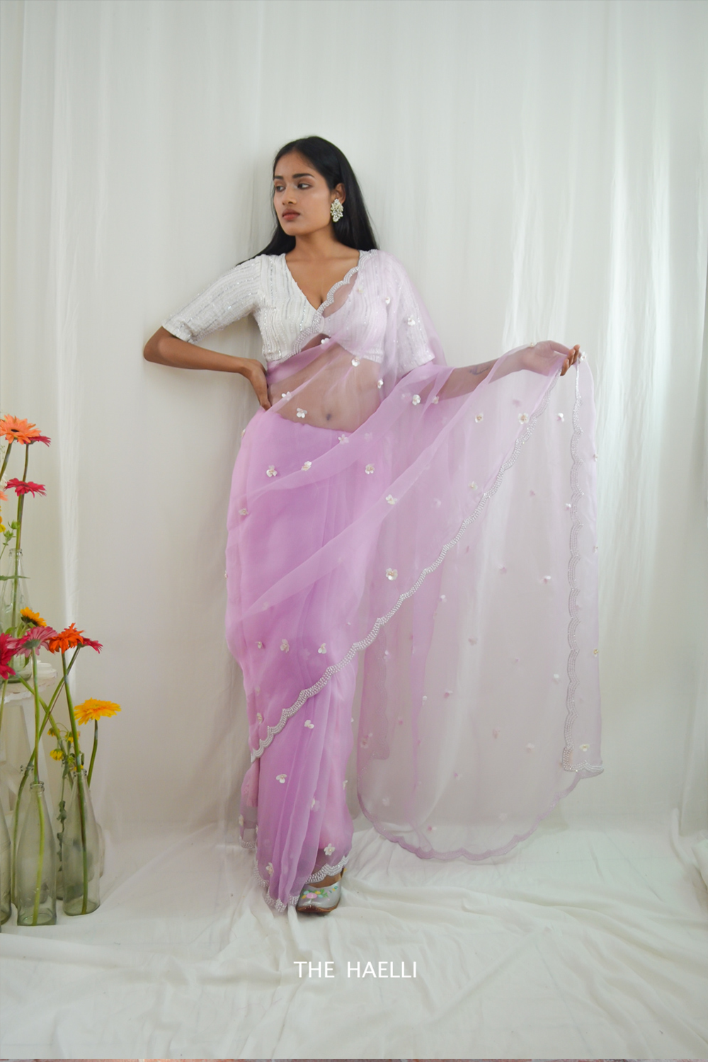 Princess Lilac Organza Silk Saree