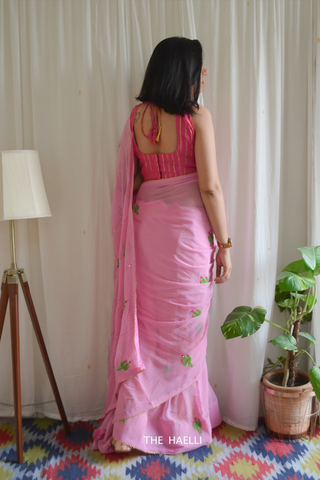The Cactus Story Pink Georgette Saree